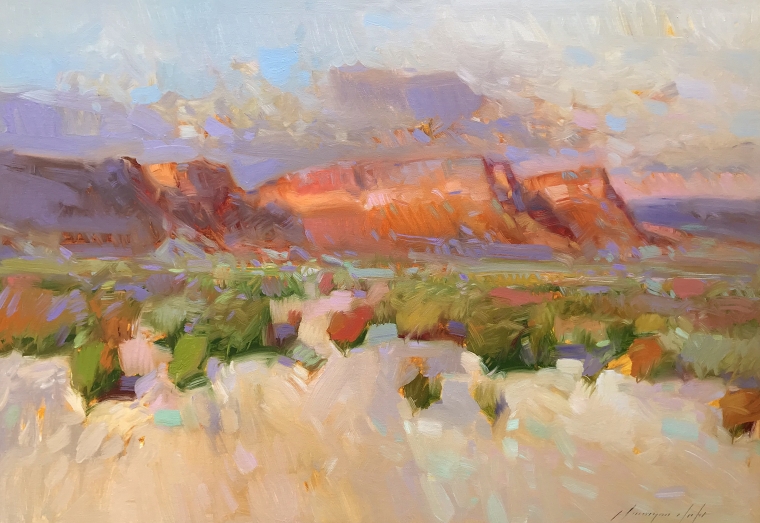 Desert View, Original oil Painting, Handmade artwork, One of a Kind          